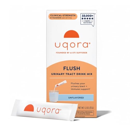 Uqora Flush - Urinary Tract* with D-Mannose Vitamin C Vitamin B6 Potassium Magnesium & Calcium - Gluten-Free & Vegan - Unflavored - 10 Packets (1 Pack)