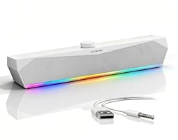 Computer Speakers For Desktop PC,PC speakers,RGB Touch Lights,USB-C Powered with Surround Sound,Symmetrical Sound Effects,3.5mm input,Full-Metal Mesh,Volume Knob, For Computer,Laptop,Monitor Smart TV