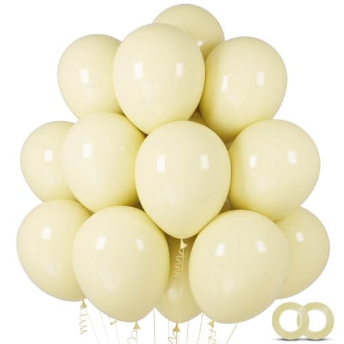 Image of 100pcs Pastel Yellow Latex Balloons 12 inch | Light Yellow Round, Helium Balloons, Easter Birthday Bridal Shower Wedding, Sunflower Party Decorations