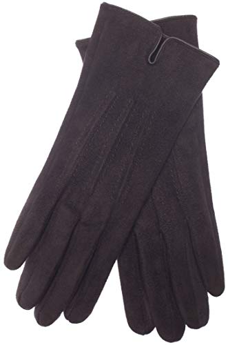 EEM guantes de señora 100% veganos, aspecto velour, material elástico suave, suave forro polar, negro onesize