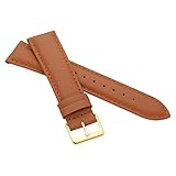 MARCHEL Glattleder LLB Gold Lederarmband Echtleder Uhrenarmband Uhrenband Rindsleder Feines Leder (18 mm, Hellbraun)