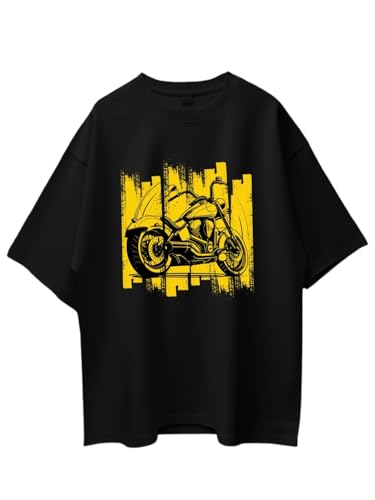 Image of T-Shirt for Men - 100% Cotton Ladakh Motorcycle Rider Half Sleeve Round Neck Graphic Print | Regular & Oversized Fit | 180 /220 GSM | S-5XL | Black, Navy Blue, Olive, Red, White