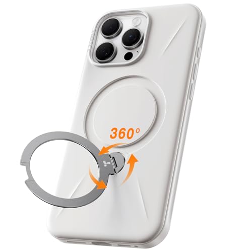 TORRAS 360°Spin Stand for iPhone 16 Pro Max Case, Fit for Magsafe, Mil-STD Protective Hard PC Scratch-Resistant Case for iPhone 16 Pro Max Phone Case with Kickstand, Ostand Spin, Ivory White, 6.9 inch