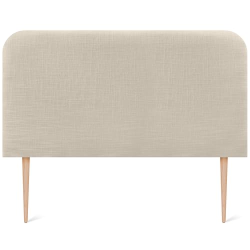 DHOME Cabecero Tapizado Liso Curvo Lino 70cm Altura con Patas para Pared Acústicos Cabeceros Absorbentes Cabezal Cama Dormitorio (Beige, 150cm)