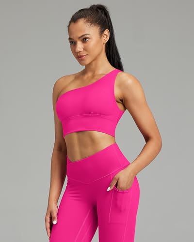 Image of Queenie Ke Womens One Shoulder Sports Bra Left Side Strap Yoga Bras Gym Training Workout Crop Tops