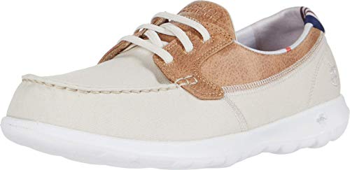 Skechers GO Walk Lite, Zapatillas Mujer, Beige Natural Textile Trim Nat, 38 EU
