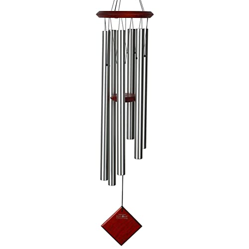 Woodstock Chimes Encore Tierra Plateado Carrillón para Jardín - 6 Tubos Afinados Color Plateado