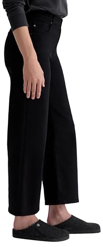 AG Adriano Goldschmied Women's Saige Mid Rise Wide Leg Crop in Super Black4