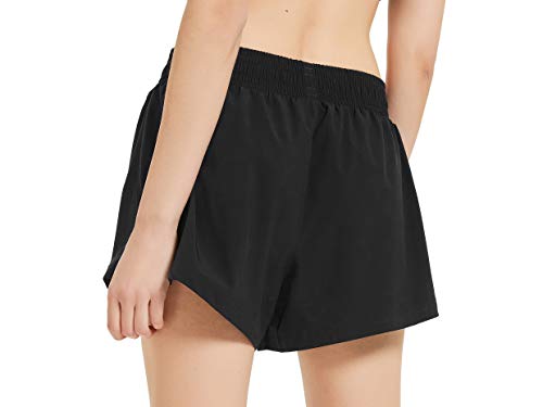 CQC Women\'s Workout Shorts Athletic Sports Active Running Shorts with Mesh Liner Black M