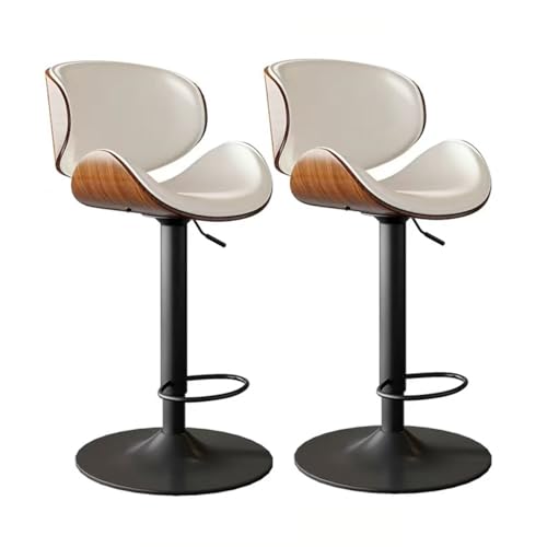 Tabourets de bar pivotants 360° réglables 60-80 cm avec base noire | Lot de 2
