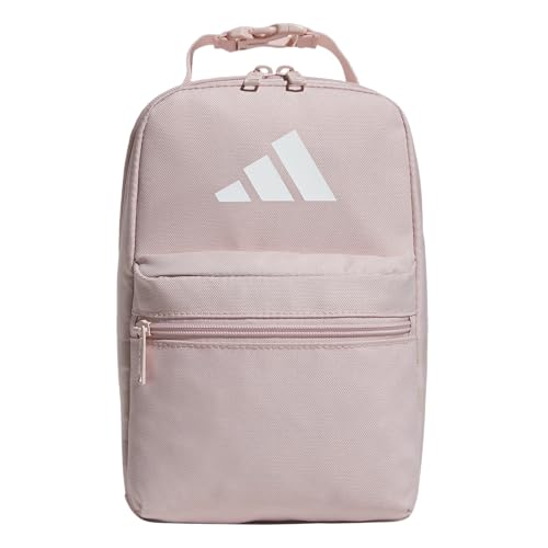 adidas Santiago Lunch Bag Cooler for Women and Men, Insulated Food Container Box with Mesh Pocket, Sandy Pink/White/3.0, One Size