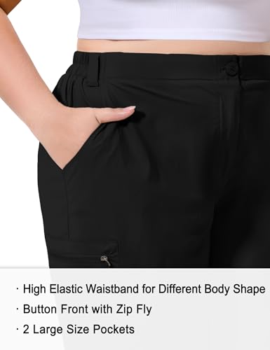 FOREYOND Women's Plus Size Golf Shorts Quick Dry 9'' Hiking Cargo Shorts Athletic Casual Summer Bermuda with Pockets4