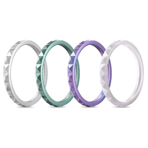 Image of Egnaro Silicone Wedding bands women:2.5mm Wide - 2mm Thick Gold and Silver Rubber Rings with Half Size,4-8 Variety Multipack