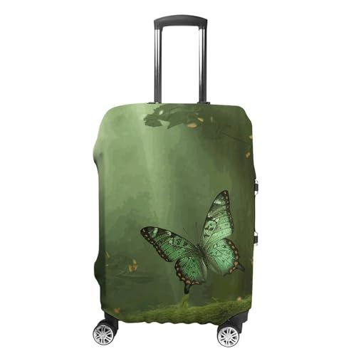 Green Forest Butterfly Luggage Cover Washable Elastic Suitcase Cover, Anti Scratch Personalized Suitcase Protectors, Fashion Baggage Covers For Travel