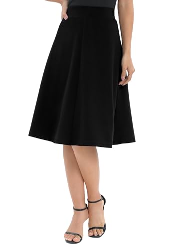 Urban CoCo Women's A-Line Elastic High Waist Flare Work Midi Knee Length Stretchy Skirt3
