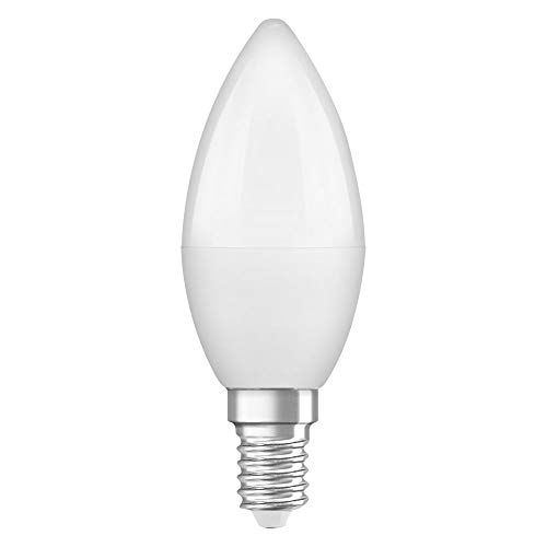 OSRAM LED Lampe mit E14 Sockel, Tageslicht (6500K), Kerzenform, 5.5W, Ersatz für 40W-Glühbirne, matt, LED STAR CLASSIC B, Tageslichtweiß