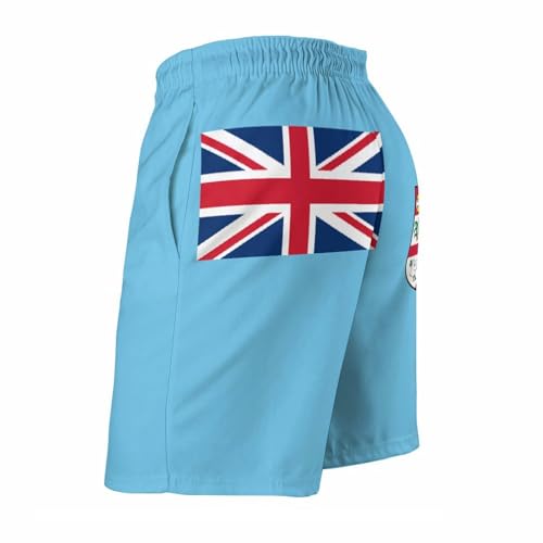 Fiji Flag Pattern Men's Swimming Shorts Quick Dry Trunks Bathing Short Casual Lounge Shorts with Mesh Lining A2