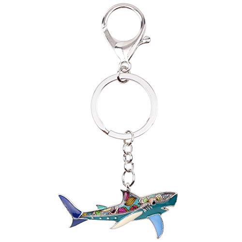 WEVENI Enamel Alloy Shark Key Chain Ring Handbag Bag Charm Keychain Fashion Ocean Fish Jewelry for Women Bag Charm Gifts (Blue)4