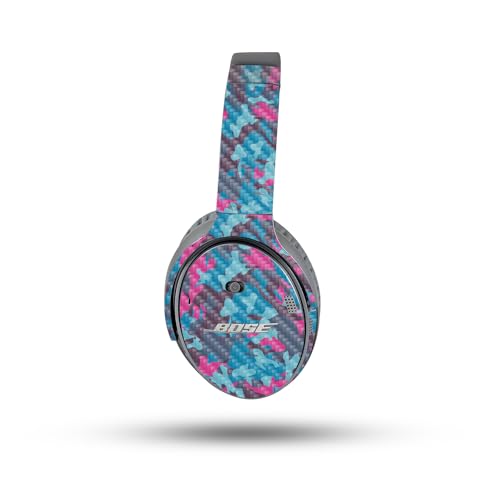 Image of MightySkins Carbon Fiber Skin Compatible with Bose QuietComfort 35 II Headphones - Cool Blue Pink Camo | Protective, Durable Textured Carbon Fiber Finish | Easy to Apply