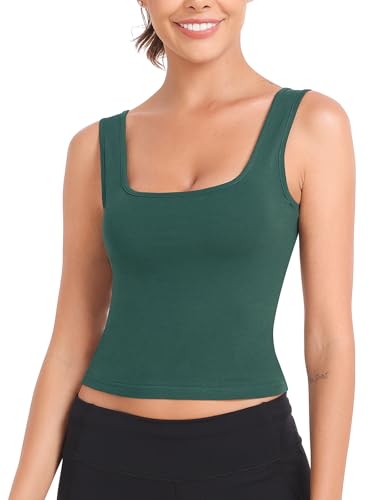 Image of Joviren Crop Tank Tops for Women Workout Cropped Athletic Shirts | 4 Pack Cotton Racerback Yoga Tops