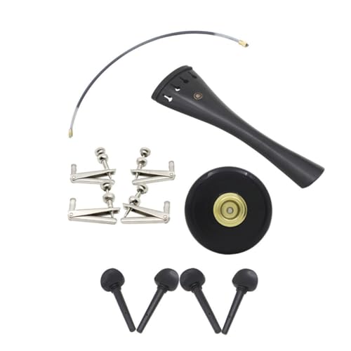 ERINGOGO Cello Supplies 1 Tailpiece 4 Tuning Knobs 4 Adjusters Metal Eye Pad Ebony Cello Accessories Kit