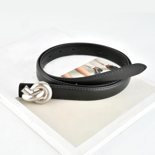 0.9" Adjustable Skinny Belts for Women, Fashion Leather Thin Knot Buckle Waistband for Dress Jeans Pants3