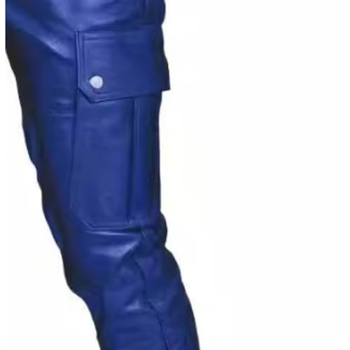 Men's Hip Hop Cargo Leather Pants Faux Leather Motorcycle Biker Pants Skinny Leather Trousers for Men3