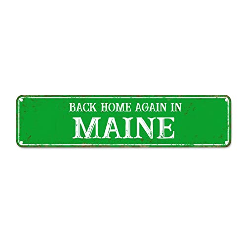 Plaque murale en métal Maine State Decor style vintage pour porche et buanderie 61x15cm