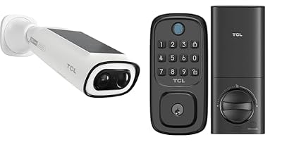 TCL Fingerprint Smart Lock D1 TCL Smart Lock D1 Keyless Entry Front Smart Door Lock + 2K Solar Security Camera Wireless Outdoor Built-in LED Light