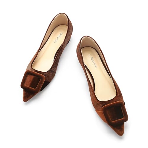 Image of C.Paravano Velvet Flats | Women's Pointed Toe Shoes | Dressy Flats for Women | Designer Shoes