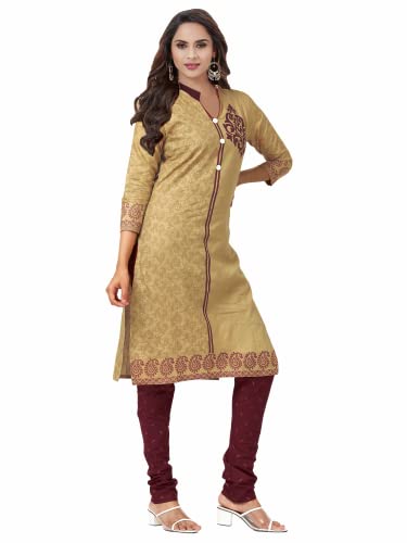 Miraan's Effortlessly Chic Cotton Salwar Suit in Beige - Image 3