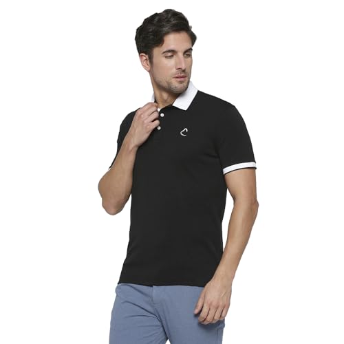Image of Being Human Black Regular Fit Men's Polo T-Shirt Clothing