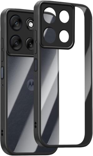 Image of VONZEE Clear Back Case Cover for Moto G67 Power 5G | Shockproof Design | Hard Back Cover Case for Moto G67 Power 5G (PC & TPU, Black)