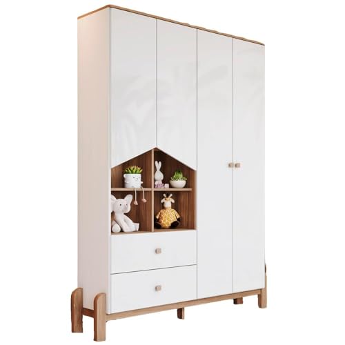 Guarda-Roupa Infantil Ternura 4 Portas 2 Gavetas Branco/Jequitibá - Henn