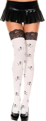 Image of ToBeInStyle Women's Skull Crossbones Skeleton Pirate Symbol Hosiery Tights & Thigh High Stockings
