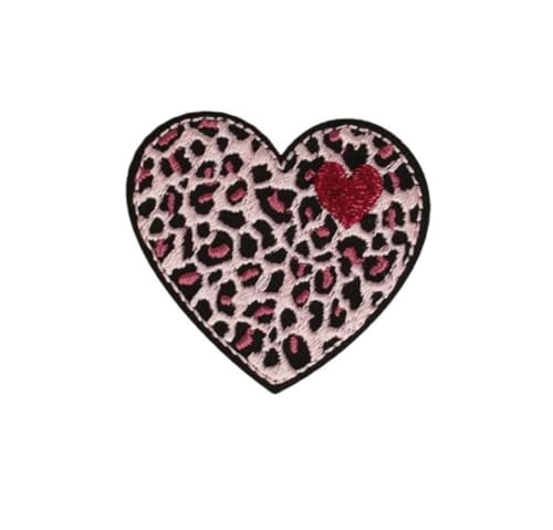 Patch Ecusson Thermocollant Coeur Panthère rose 4,50 x 5 cm