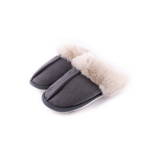 R-ISLAND Pantuflas mujer,Zapatillas estar por casa,La suela PVC, Comodo y Ligero,Mantener calientes para dormitorios,casa,salon..etc (Gris, numeric_39)