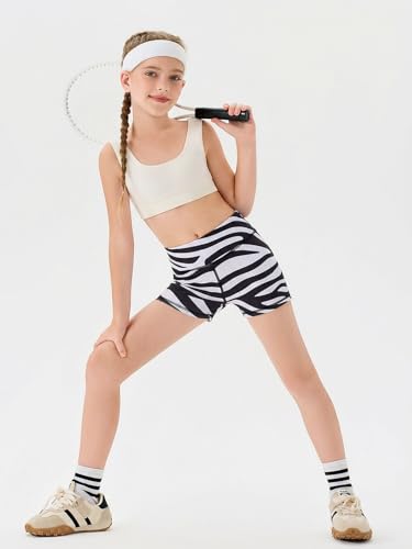 Image of Haloumoning Girls Athletic Shorts Kids High Waisted Yoga Dance Biker Shorts Comfy Gymnastics Shorts 5-14Y