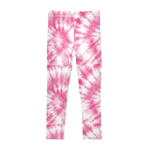Boccsty Pink White Circle Tie Dye Girls Leggings Kids Yoga Pants Dance Active Tights 4T2