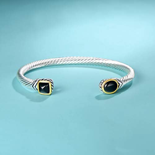 Image of UNY Jewel Bracelet Designer Brand Inspired Women Jewelry 4.5mm Thin Twisted Cable Wire Bangle Gem Stone Christmas Day Gift