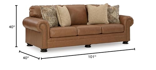 Signature Design by Ashley Carianna Classic Leather Match Sofa with Nailhead Trim, Dark Brown - Image 4