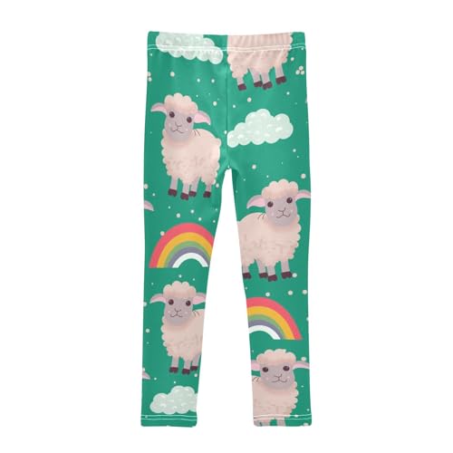 Lamb Rainbow Girls Leggings,Workout Leggings for Girls Toddler Athletic Legging Size for 3-10T2