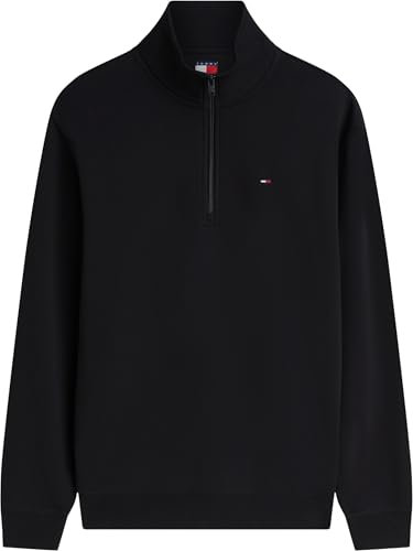 Tommy Jeans Herren Sweatshirt mit Reißverschluss Fleece mit Mock-Kragen, Schwarz (Black), XXL – Ansicht 6