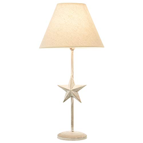 Lampe table métal décapé abat-jour luminaire chambre E14 - 4