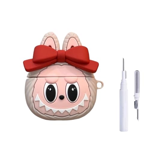 Image of YODI Case Cover for Airpods Pro|Pro 2|Airpods Pro 3|Airpods 4 Pouch, Silicone Cases with Cleaner Kit 360 Drop Protection,Shock-Resistant (RED Bow White Dall, Airpods 4)