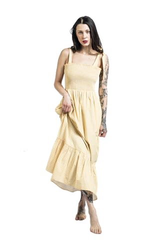Timeless London Kleid lang - Sonny Dress - XS bis 4XL - für Damen - Größe XS - gelb/weiß