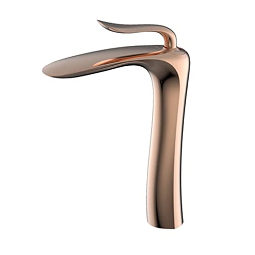 Grifo monomando de latón cepillado dorado para lavabo de baño moderno