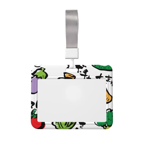 野菜 IDカードホルダー ネームホルダー IDカードケース 男女兼用 首掛け 縦型 社員証 名札ケース カードホルダー 吊り下げ 定期入れ ネックストラップ付き おしゃれ 男女兼用 通勤 展示会 イベント ビジネス