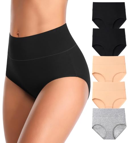 Image of MISSWHO Cotton High Waisted Women Underwear Soft Briefs Full Coverage Comfy Ladies Panties (Regular & Plus Size)