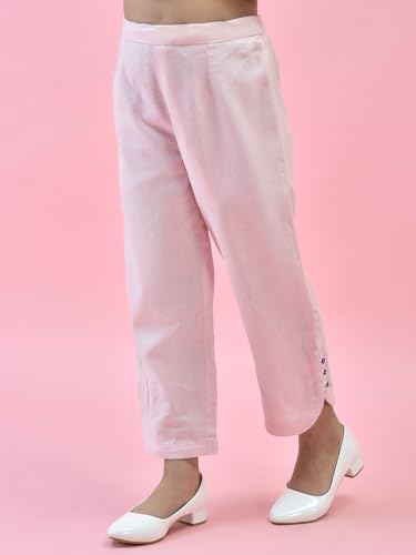 Image of Juniper Girls' Mint Floral Co-ord Set - High-Low Printed Shirt & Solid Cotton Pants